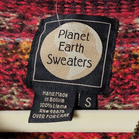 Planet Earth Sweaters Pink Nordic Fair Isle Llama Cardigan Sweater Jacket Small - Picture 9 of 10
